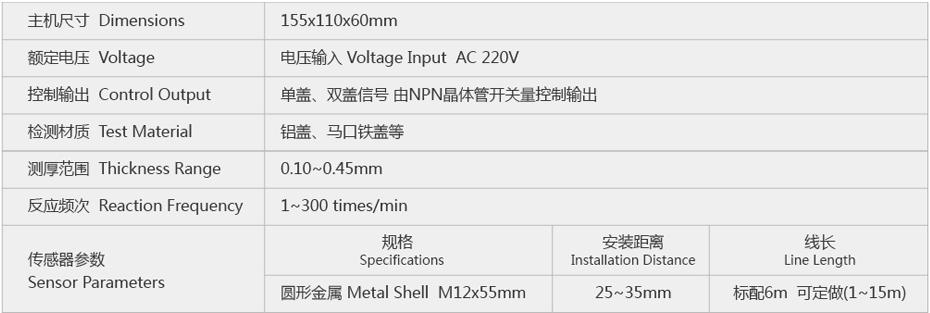 SP-lV-N 金属双盖检测控制器参数